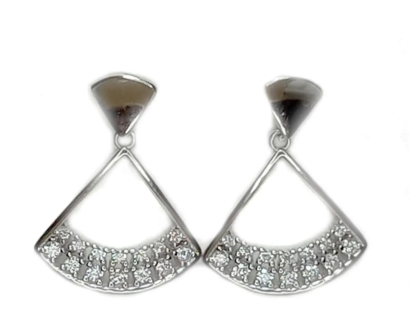 AROS ELEGANTES ABANICO CON CIRCONES EN PLATA FINA 925 - 1