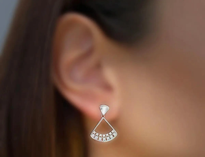 AROS ELEGANTES ABANICO CON CIRCONES EN PLATA FINA 925 - 2
