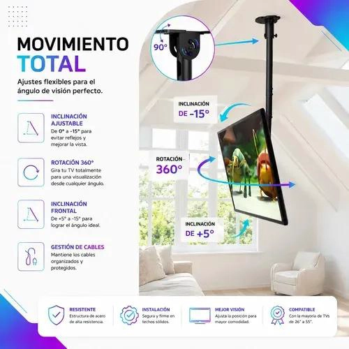 SOPORTE DE TECHO UNIVERSAL PARA TELEVISORES DE 26 A 55 PULGADAS - 4