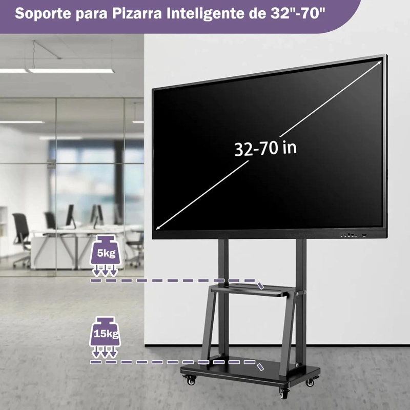 SOPORTE DE TV MOVIL AJUSTABLE CON RUEDAS PARA PANTALLAS DE 32 A 75 PULGADAS - 6