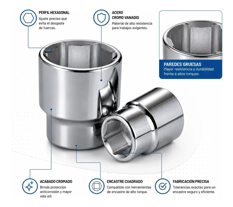 DADO HEXAGONAL DE 27 MM PARA TRABAJOS DE ALTO TORQUE - 2