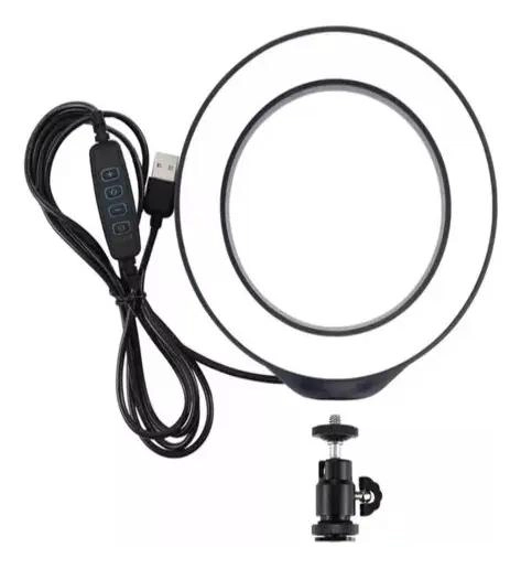 LAMPARA DE LUZ ANILLO LED REGULABLE 21CM CON SOPORTE - 2