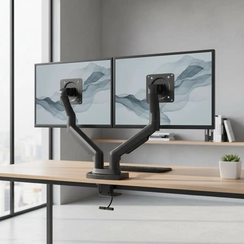 SOPORTE DOBLE ERGONOMICO PARA TV O MONITOR DE 17 A 27 PULGADAS - 6