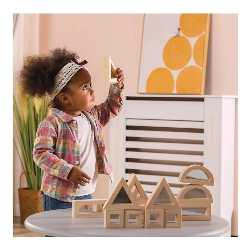 BLOQUES DE MADERA PARA CONSTRUCCION CON ESPEJOS 16 PIEZAS - 2