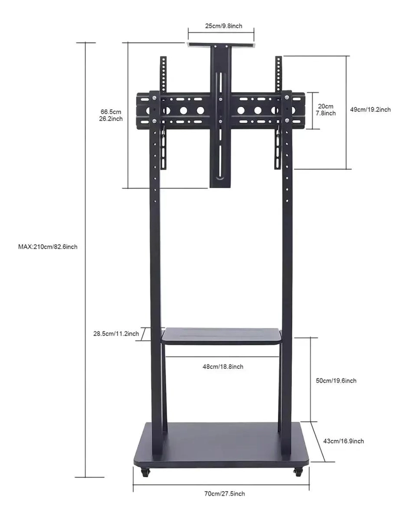 SOPORTE MOVIL PARA TELEVISORES DE 32 A 75 PULGADAS CON RUEDAS - 5