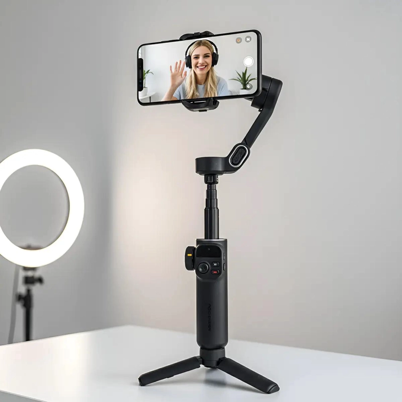 ESTABILIZADOR GIMBAL DE 3 EJES CON BARRA EXTENSIBLE Y TRIPODE PARA CELULARES - 1