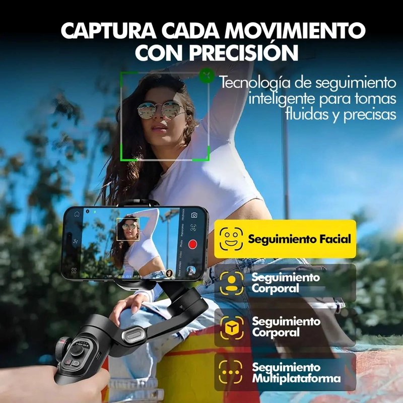 ESTABILIZADOR GIMBAL DE 3 EJES CON BARRA EXTENSIBLE Y TRIPODE PARA CELULARES - 7