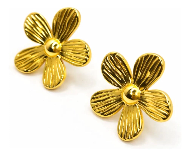 AROS FLOR ELEGANTES DE ACERO INOXIDABLE PARA MUJER 2.5CM - 1