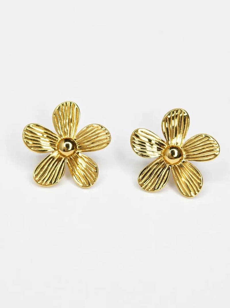 AROS FLOR ELEGANTES DE ACERO INOXIDABLE PARA MUJER 2.5CM - 10