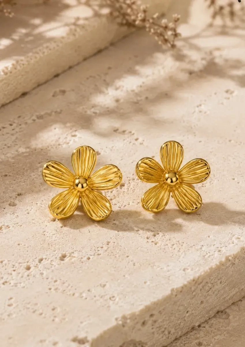 AROS FLOR ELEGANTES DE ACERO INOXIDABLE PARA MUJER 2.5CM - 8