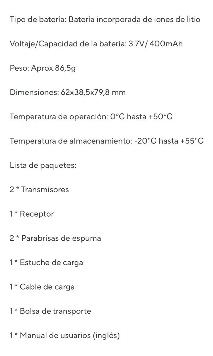 MICROFONO INALAMBRICO PARA CAPTURA DE AUDIO EN MOVILES - 10