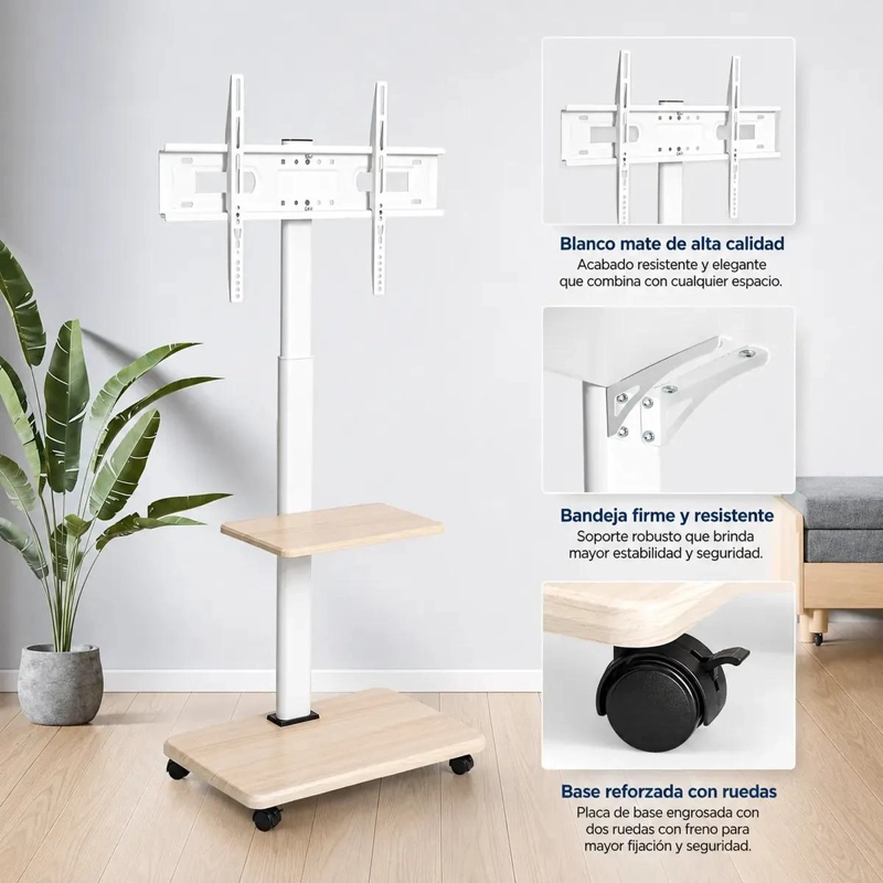 SOPORTE MOVIL PARA TV DE 37 A 75 PULGADAS CON RUEDAS - 2