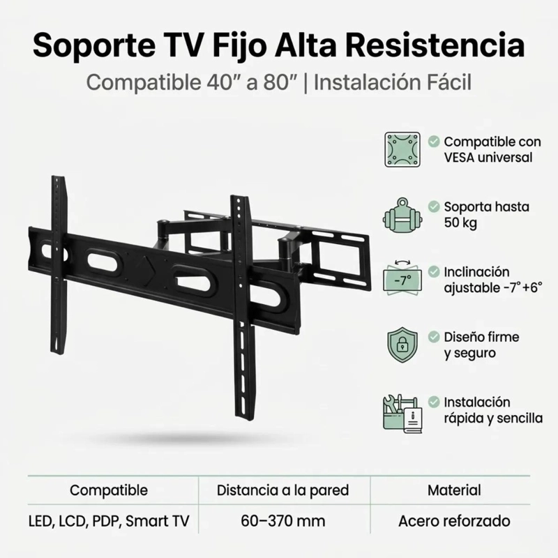 SOPORTE BRAZO ARTICULADO PARA TV DE 40 A 80 PULGADAS - 6
