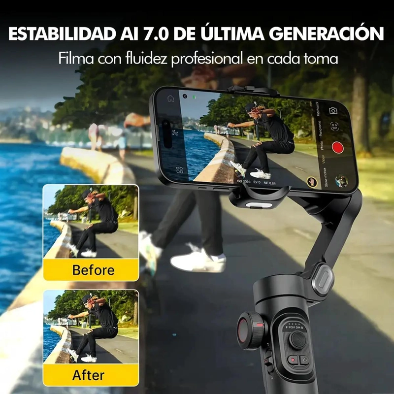ESTABILIZADOR PLEGABLE DE 3 EJES PARA CELULARES CON SEGUIMIENTO INTELIGENTE - 7