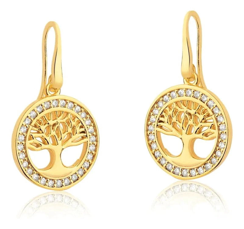 AROS ELEGANTES BAÑADOS EN ORO CON CIRCONES DE ALTA CALIDAD - 1