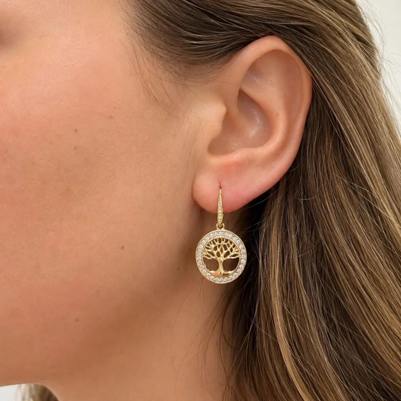 AROS ELEGANTES BAÑADOS EN ORO CON CIRCONES DE ALTA CALIDAD - 2