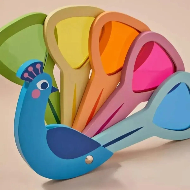 JUGUETE DIDACTICO DE MADERA EN FORMA DE PAVO REAL PARA NIÑOS - 2