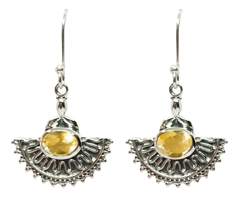 AROS DE PLATA FINA 925 CON TOPACIO Y CITRINO - 2
