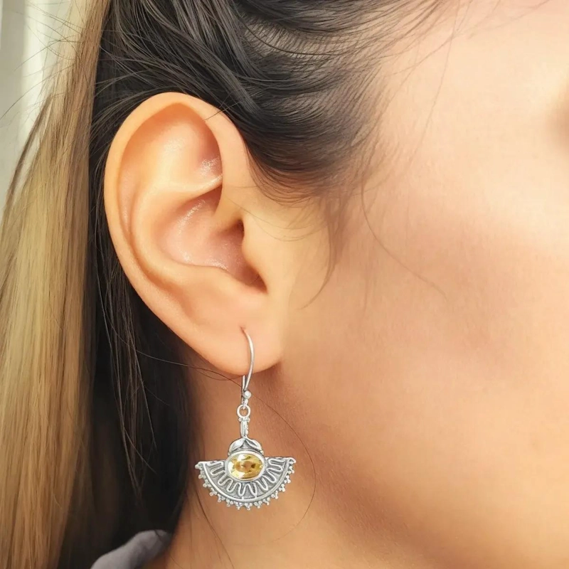 AROS DE PLATA FINA 925 CON TOPACIO Y CITRINO - 4