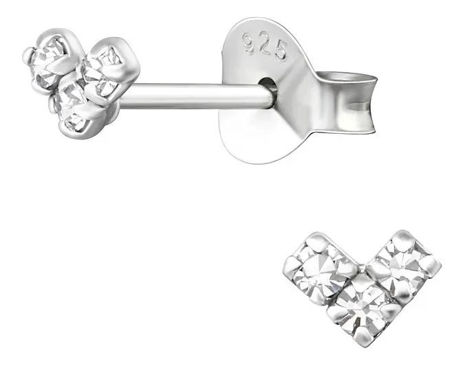 AROS PEQUEÑOS EN FORMA DE CORAZON DE PLATA 925 - 1