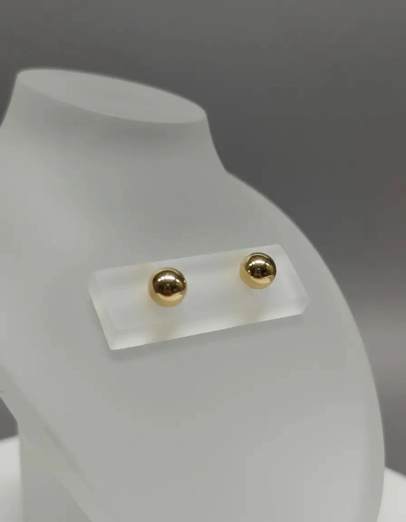 AROS DE ORO DE 18 KILATES CON DISEÑO DE BOLITAS DE 6 MM - 1