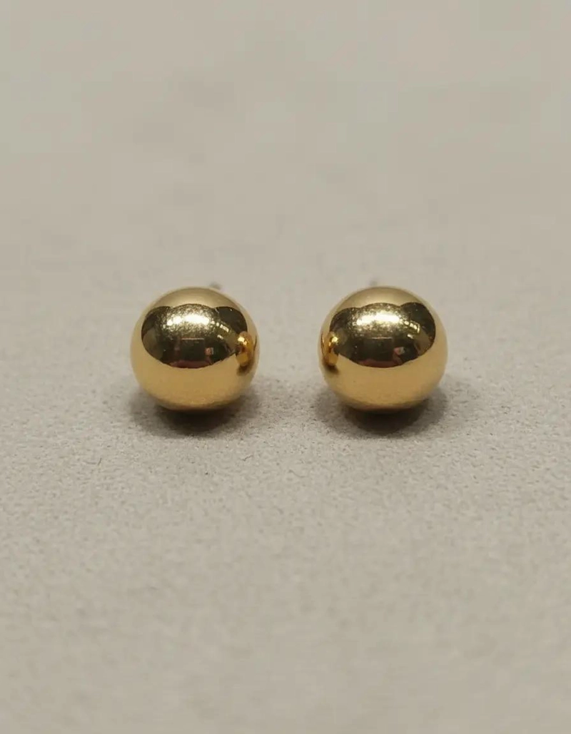 AROS DE ORO DE 18 KILATES CON DISEÑO DE BOLITAS DE 6 MM - 5