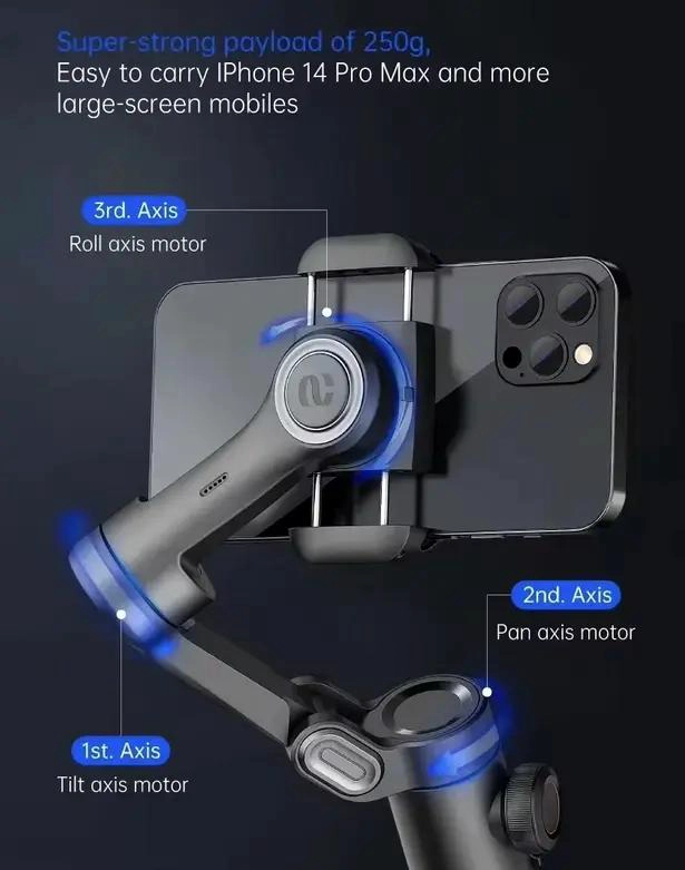 ESTABILIZADOR DE 3 EJES CON LUZ RGB PARA CELULARES - 3