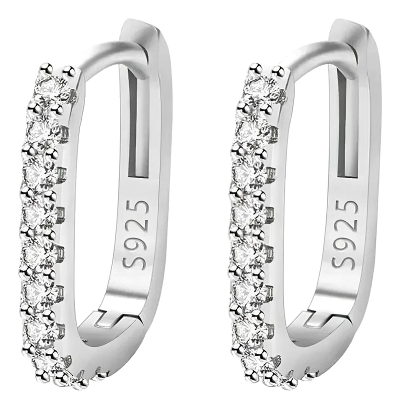 PENDIENTES DE ARO CON CRISTAL CHAPADOS EN PLATA 925 - 1