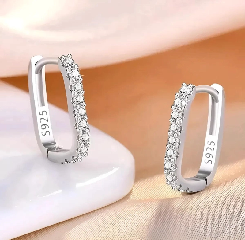 PENDIENTES DE ARO CON CRISTAL CHAPADOS EN PLATA 925 - 2