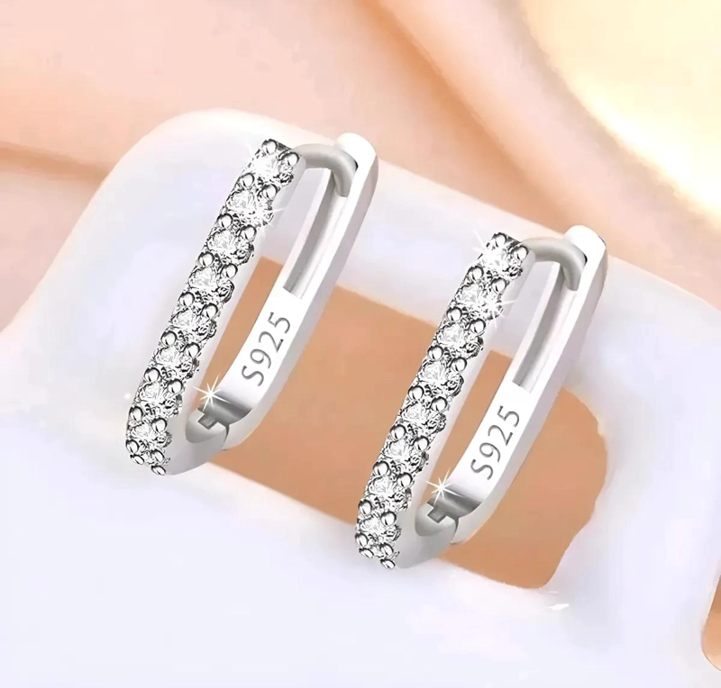 PENDIENTES DE ARO CON CRISTAL CHAPADOS EN PLATA 925 - 4