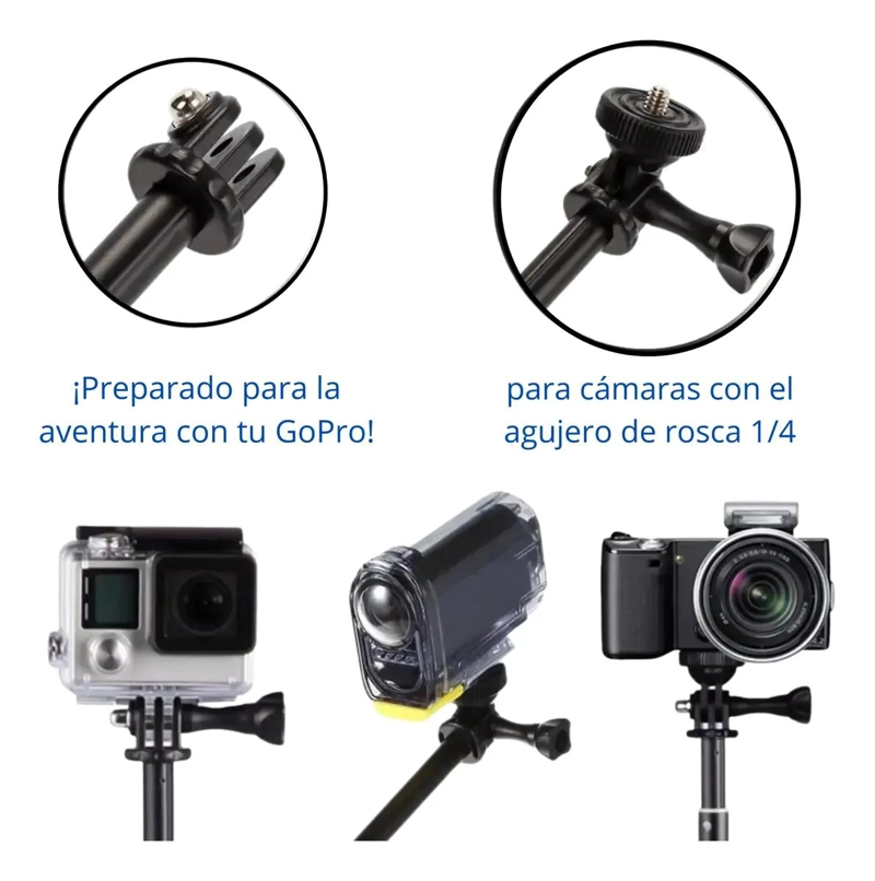 BASTON SELFIE SUMERGIBLE DE ALUMINIO PARA CAMARAS DEPORTIVAS - 3