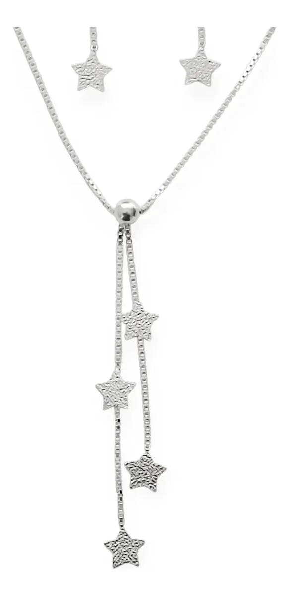 SET DE AROS Y COLLAR DE ESTRELLAS EN PLATA FINA 925 - 2