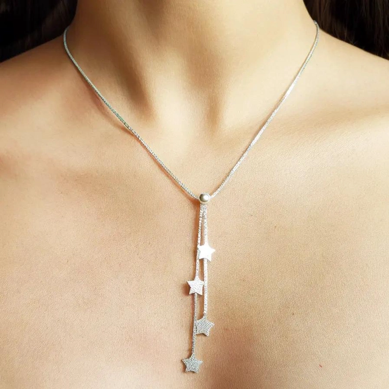 SET DE AROS Y COLLAR DE ESTRELLAS EN PLATA FINA 925 - 5