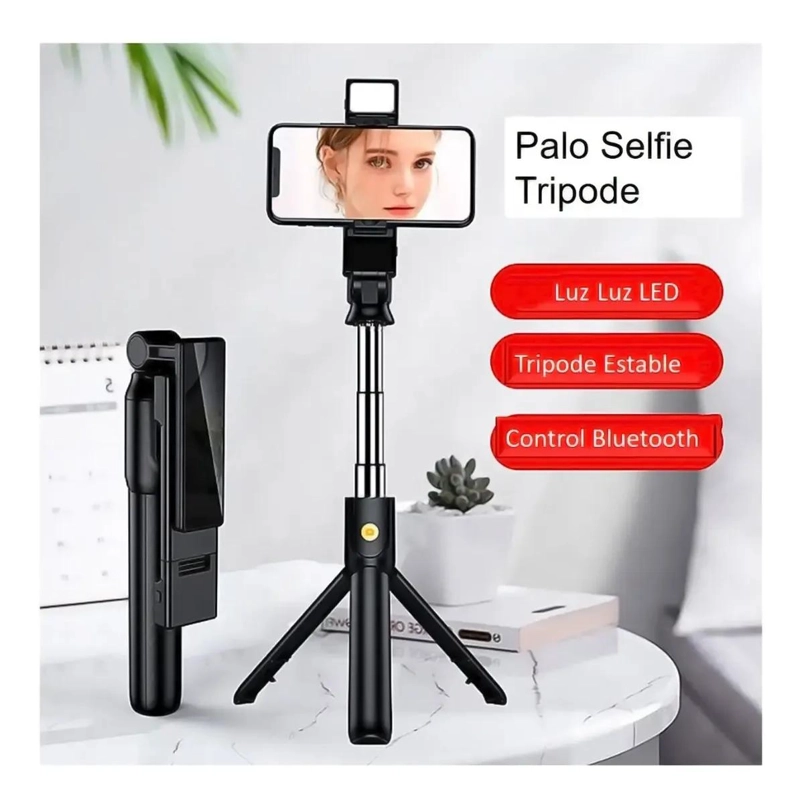 PALO SELFIE CON LUZ LED Y TRIPODE 3 EN 1 DE 100 CM - 5