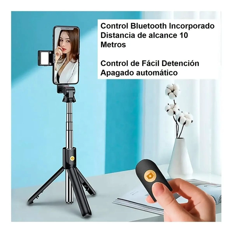 PALO SELFIE CON LUZ LED Y TRIPODE 3 EN 1 DE 100 CM - 6
