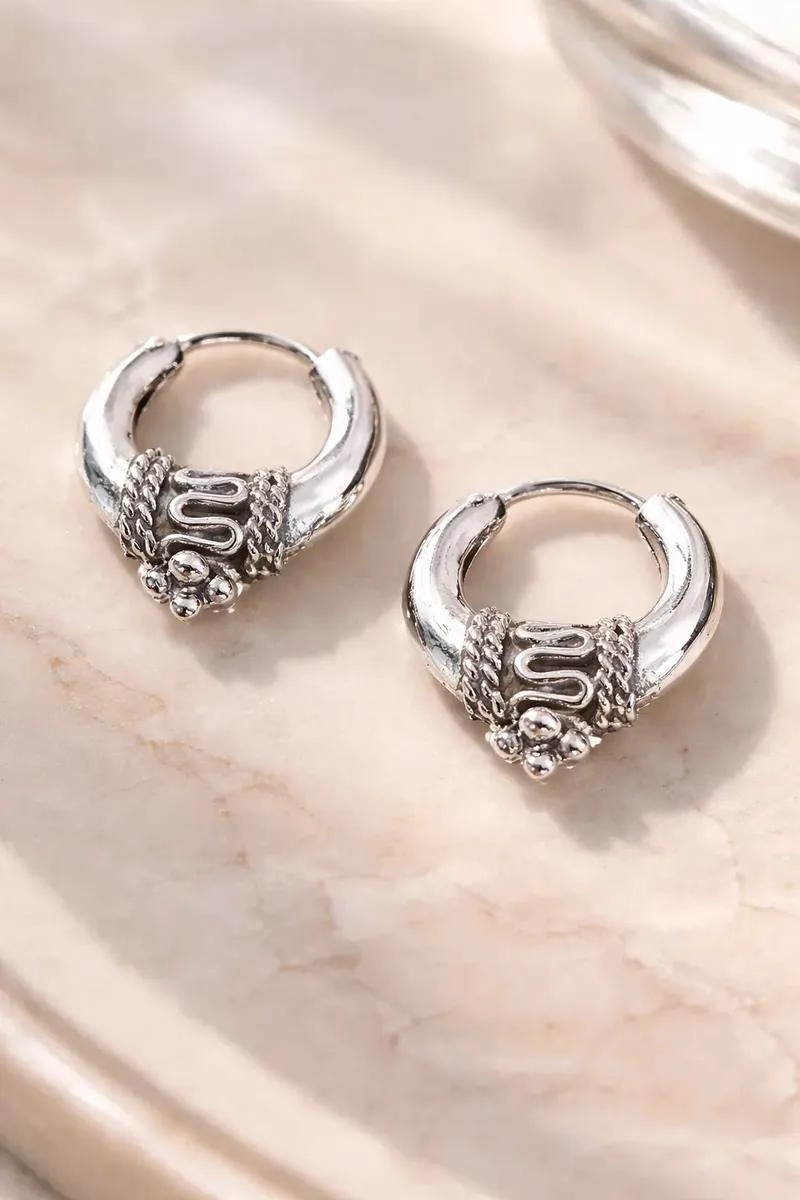 AROS ARGOLLA ENVEJECIDA EN PLATA FINA 925 PARA MUJER - 3