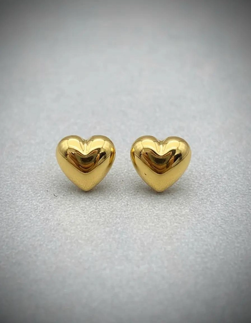 AROS DE ORO 18 KILATES EN FORMA DE CORAZON MEDIANOS - 3