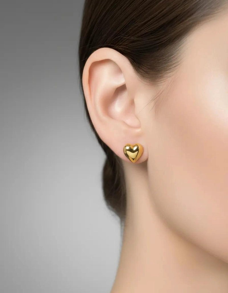 AROS DE ORO 18 KILATES EN FORMA DE CORAZON MEDIANOS - 5