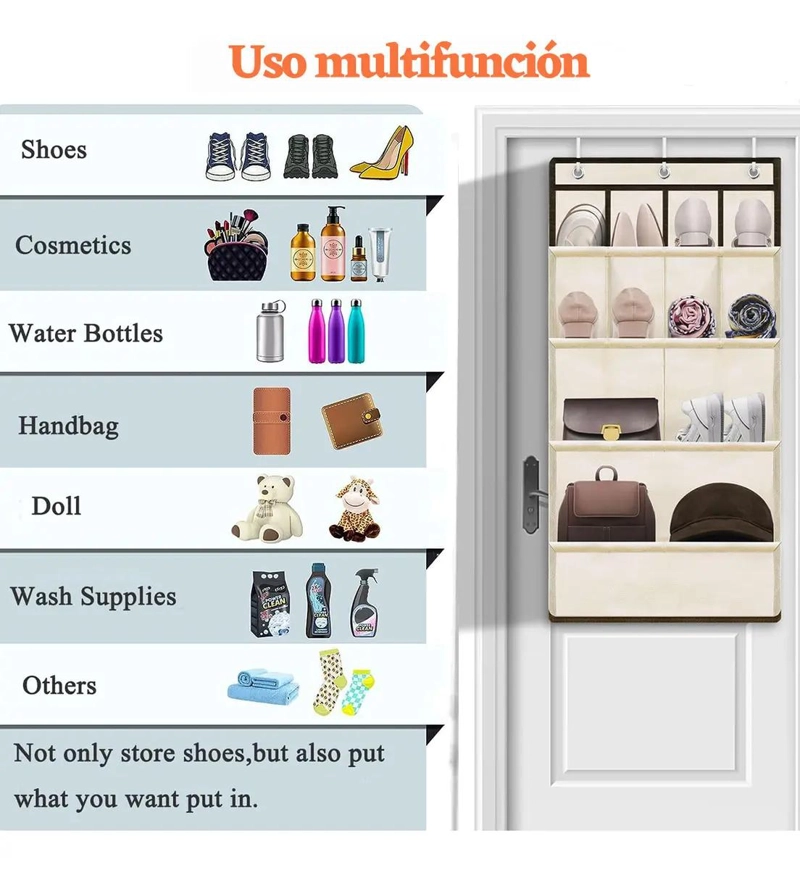 ORGANIZADOR COLGANTE DE ZAPATOS PARA PUERTA Y ACCESORIOS - 6