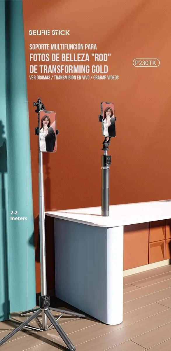 TRIPODE SELFIESTICK P230TK PARA CAMARA Y CELULAR NEGRO - 3