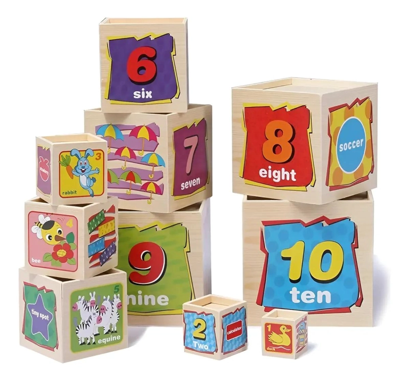 TORRE DE CUBOS DE MADERA PARA APILAR Y APRENDER - 1