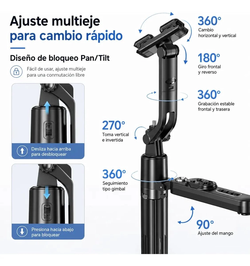 ESTABILIZADOR TRIPODE INTELIGENTE CON SEGUIMIENTO FACIAL 1,80M - 9