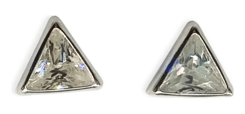 AROS TRIANGULOS DE CIRCON EN PLATA FINA 925 ELEGANTES - 1