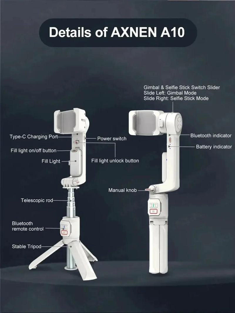 ESTABILIZADOR GIMBAL PORTATIL PARA SMARTPHONES CON CONTROL REMOTO - 2