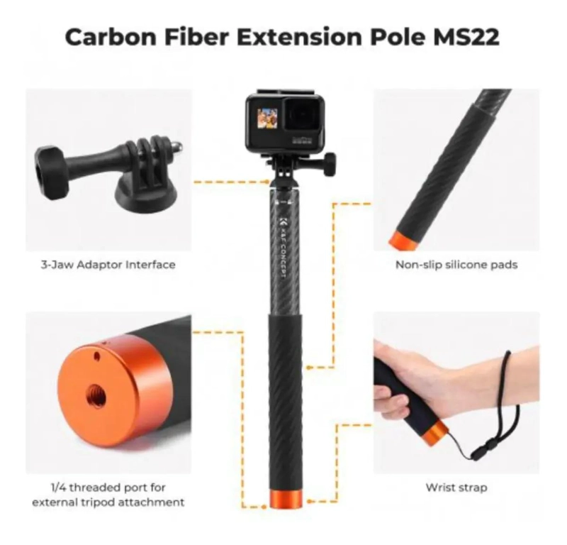 PALO PARA SELFIES DE FIBRA DE CARBONO 127 CM PARA CAMARAS DE ACCION - 4