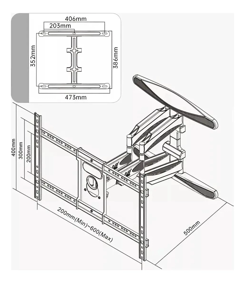 SOPORTE DOBLE BRAZO PARA TV DE 55 A 85 PULGADAS - 6