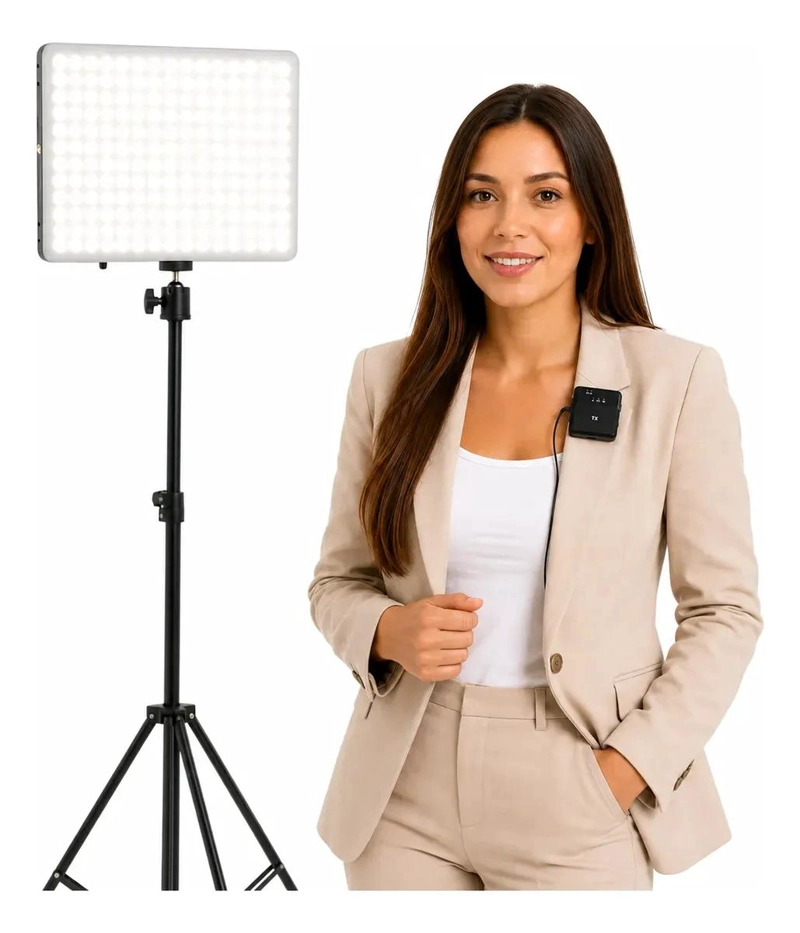 KIT DE ILUMINACION LED Y MICROFONO INALAMBRICO PARA CREADORES - 1