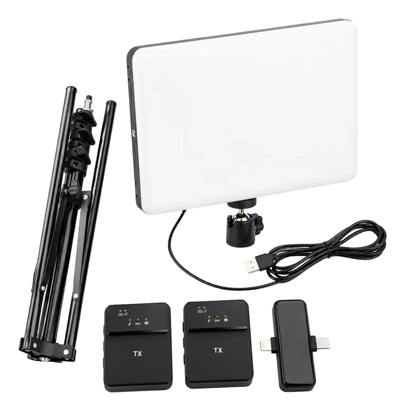 KIT DE ILUMINACION LED Y MICROFONO INALAMBRICO PARA CREADORES - 2