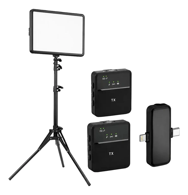 KIT DE ILUMINACION LED Y MICROFONO INALAMBRICO PARA CREADORES - 3