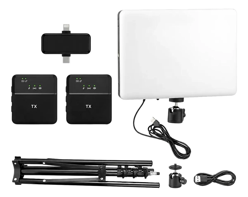 KIT DE ILUMINACION LED Y MICROFONO INALAMBRICO PARA CREADORES - 4